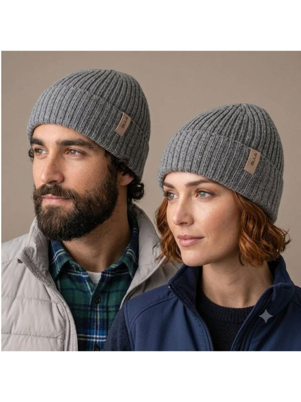 BULA Merino Wool Blend Gray Knit Beanie Adult/Unisex OS